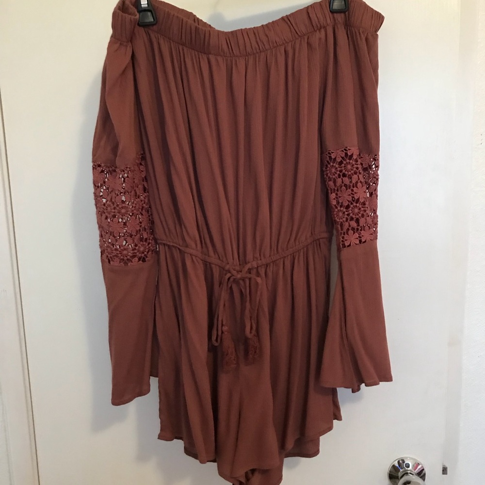 Off the shoulder long sleeved romper
